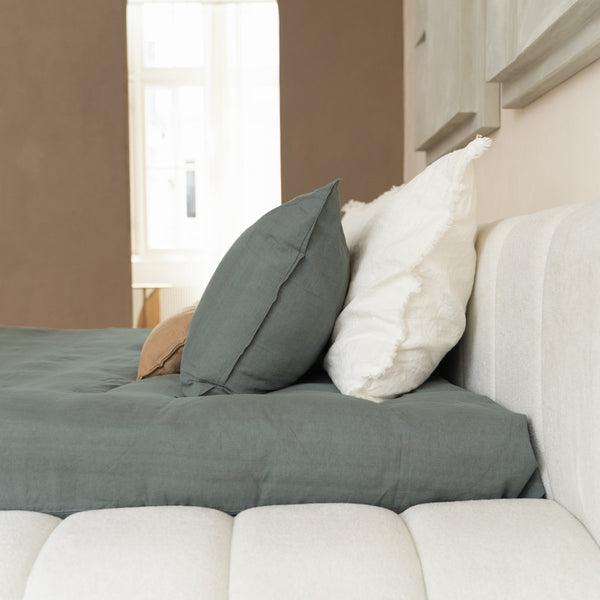 100% Cotton Duvet Cover Set Denim Stone Washed | Green | Single - 140cm (W) x 220cm (L) - The Bedding & Blankets Store