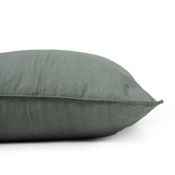 100% Cotton Duvet Cover Set Denim Stone Washed | Green | Single - 140cm (W) x 220cm (L) - The Bedding & Blankets Store