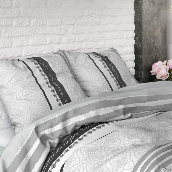100% Cotton Duvet Cover Set Enjoy | Anthracite | Twin - 155cm (W) x 200cm (L) - The Bedding & Blankets Store