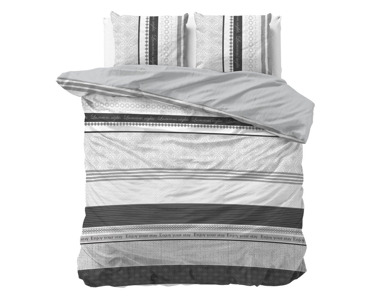 100% Cotton Duvet Cover Set Enjoy | Anthracite | Twin - 155cm (W) x 200cm (L) - The Bedding & Blankets Store