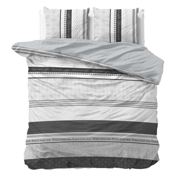 100% Cotton Duvet Cover Set Enjoy | Anthracite | Twin - 155cm (W) x 200cm (L) - The Bedding & Blankets Store