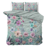 100% Cotton Duvet Cover Set Flore | Blue | Single - 140cm (W) x 220cm (L) - The Bedding & Blankets Store