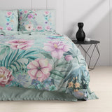 100% Cotton Duvet Cover Set Flore | Blue | Single - 140cm (W) x 220cm (L) - The Bedding & Blankets Store