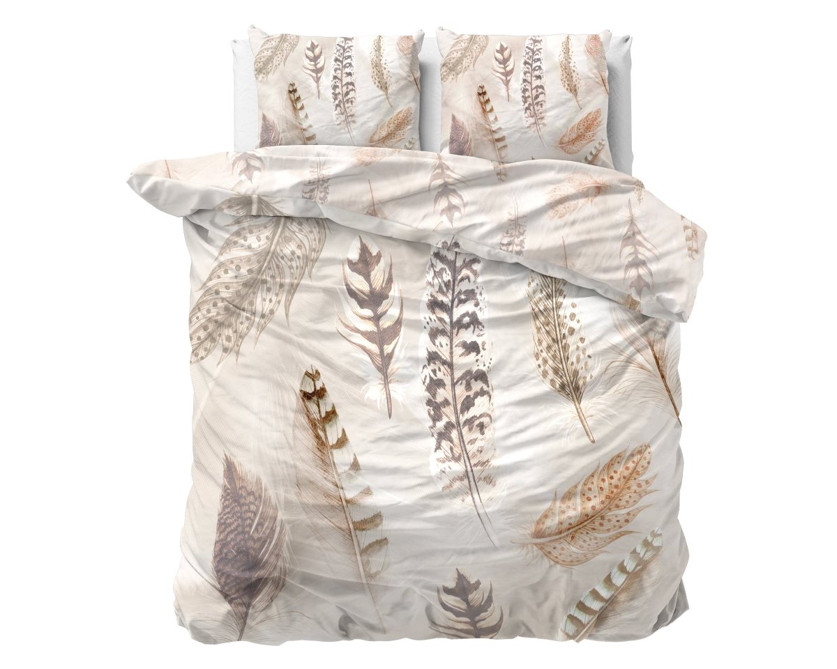 100% Cotton Duvet Cover Set Furtails | Sand | Double - 200cm (W) x 200/220cm (L) - The Bedding & Blankets Store