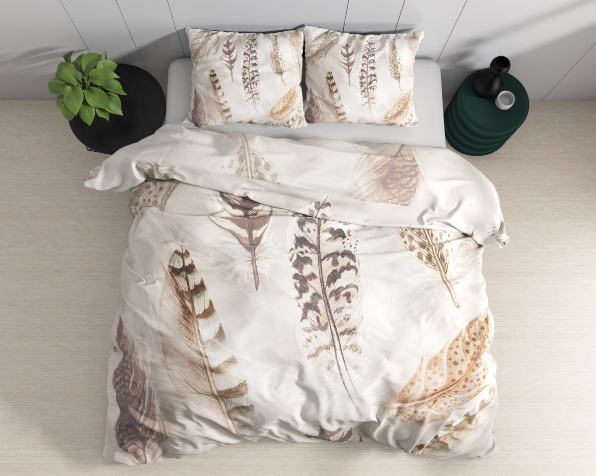 100% Cotton Duvet Cover Set Furtails | Sand | Double - 200cm (W) x 200/220cm (L) - The Bedding & Blankets Store