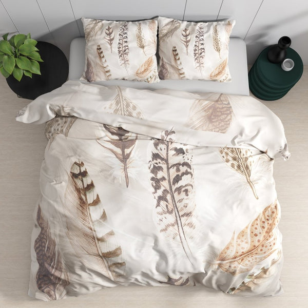 100% Cotton Duvet Cover Set Furtails | Sand | Double - 200cm (W) x 200/220cm (L) - The Bedding & Blankets Store