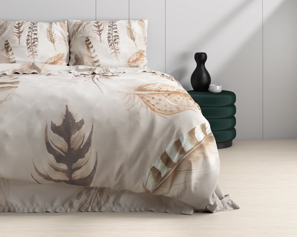100% Cotton Duvet Cover Set Furtails | Sand | Double - 200cm (W) x 200/220cm (L) - The Bedding & Blankets Store