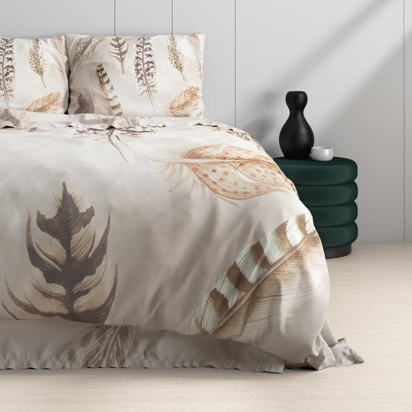 100% Cotton Duvet Cover Set Furtails | Sand | Double - 200cm (W) x 200/220cm (L) - The Bedding & Blankets Store