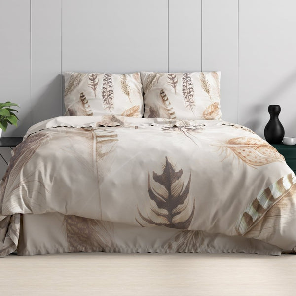 100% Cotton Duvet Cover Set Furtails | Sand | Double - 200cm (W) x 200/220cm (L) - The Bedding & Blankets Store