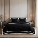 100% Cotton Duvet Cover Set Gallardo | Black | Single - 140cm (W) x 220cm (L) - The Bedding & Blankets Store