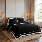 100% Cotton Duvet Cover Set Gallardo | Black | Single - 140cm (W) x 220cm (L) - The Bedding & Blankets Store