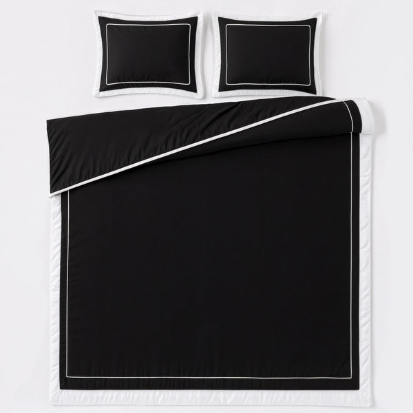 100% Cotton Duvet Cover Set Gallardo | Black | Single - 140cm (W) x 220cm (L) - The Bedding & Blankets Store