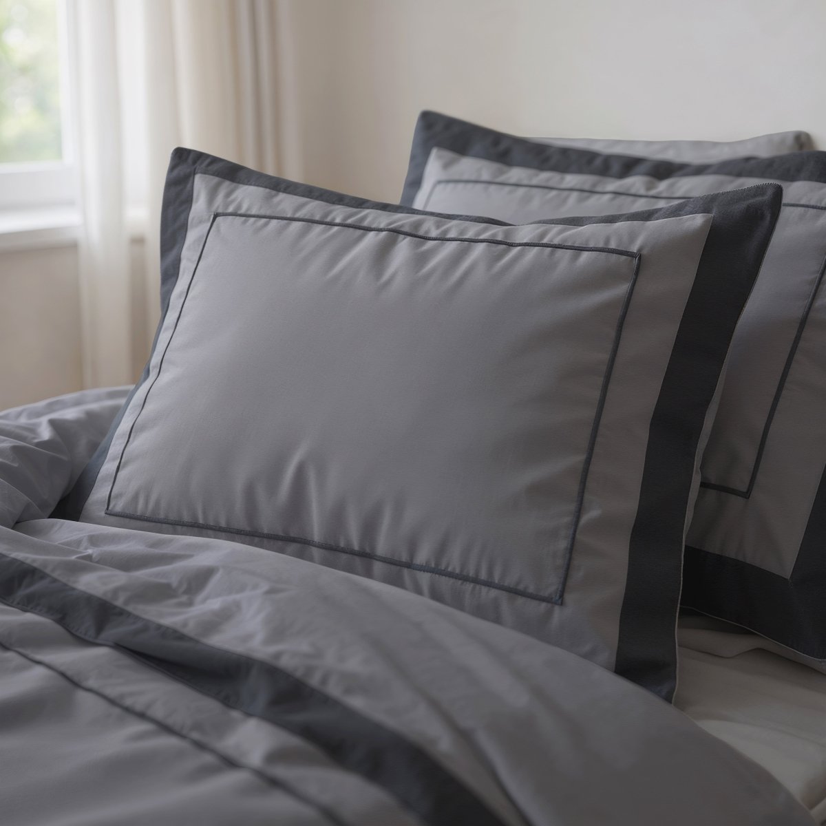 100% Cotton Duvet Cover Set Gallardo | Grey | Single - 140cm (W) x 220cm (L) - The Bedding & Blankets Store