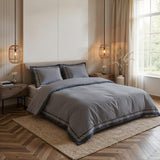 100% Cotton Duvet Cover Set Gallardo | Grey | Single - 140cm (W) x 220cm (L) - The Bedding & Blankets Store