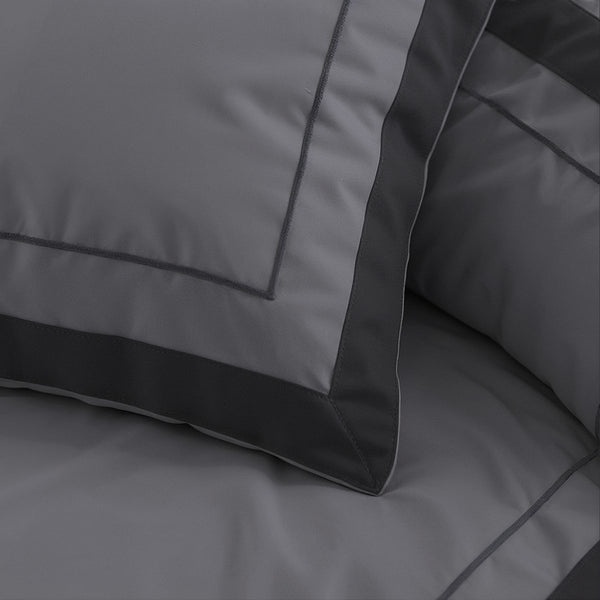 100% Cotton Duvet Cover Set Gallardo | Grey | Single - 140cm (W) x 220cm (L) - The Bedding & Blankets Store