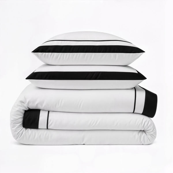 100% Cotton Duvet Cover Set Gallardo | White | Single - 140cm (W) x 220cm (L) - The Bedding & Blankets Store