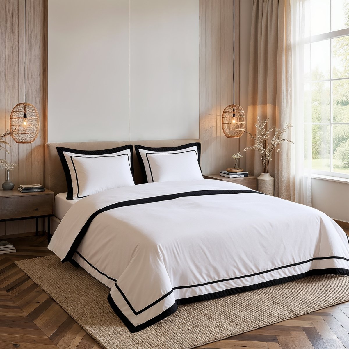 100% Cotton Duvet Cover Set Gallardo | White | Single - 140cm (W) x 220cm (L) - The Bedding & Blankets Store
