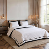 100% Cotton Duvet Cover Set Gallardo | White | Single - 140cm (W) x 220cm (L) - The Bedding & Blankets Store