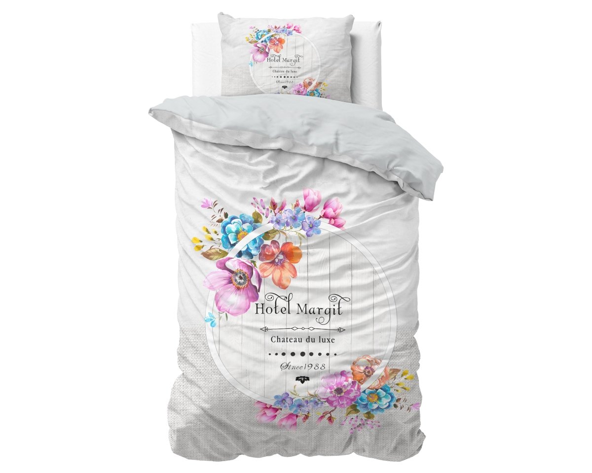 100% Cotton Duvet Cover Set Hotel France | Grey | Twin - 155cm (W) x 200cm (L) - The Bedding & Blankets Store