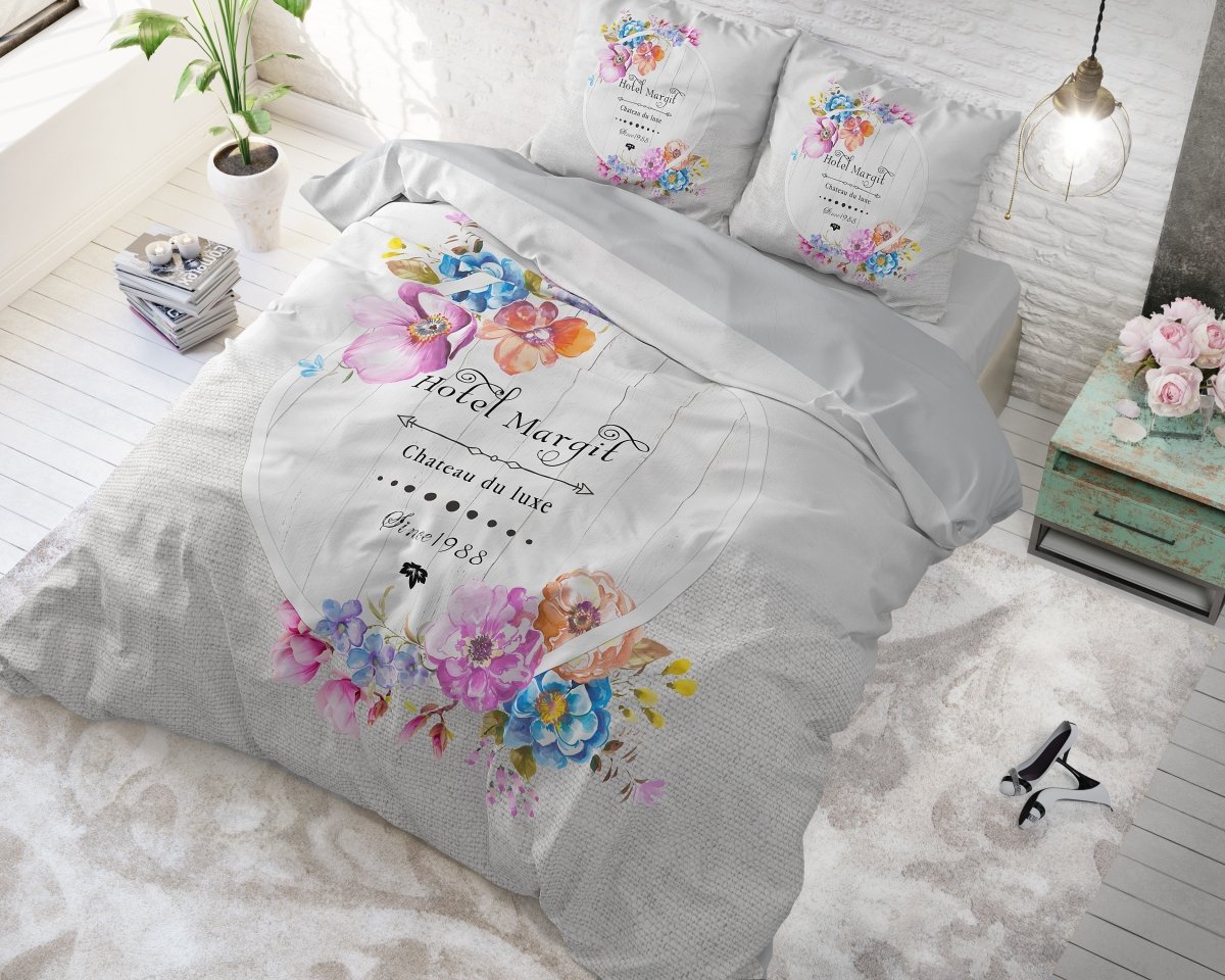 100% Cotton Duvet Cover Set Hotel France | Grey | Twin - 155cm (W) x 200cm (L) - The Bedding & Blankets Store