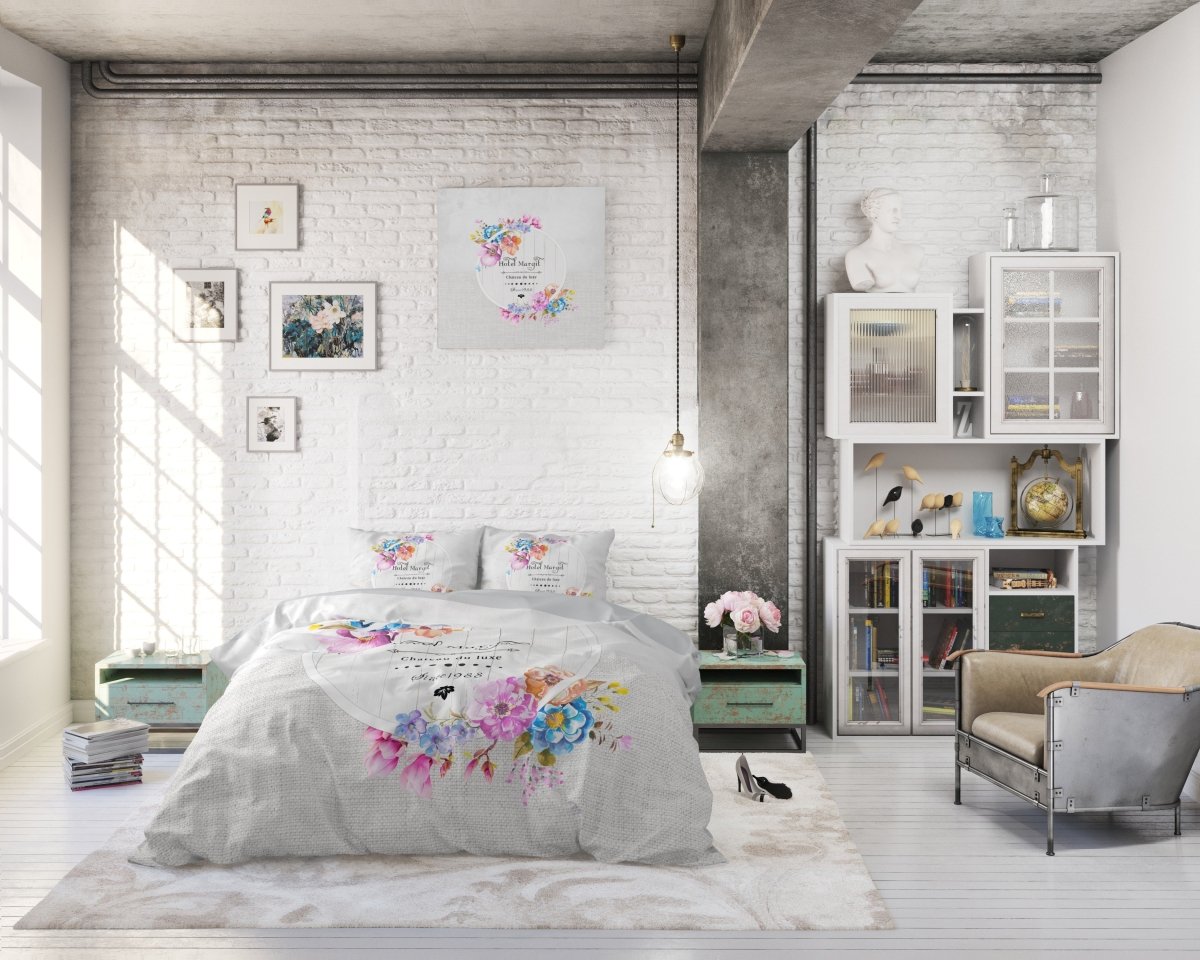 100% Cotton Duvet Cover Set Hotel France | Grey | Twin - 155cm (W) x 200cm (L) - The Bedding & Blankets Store