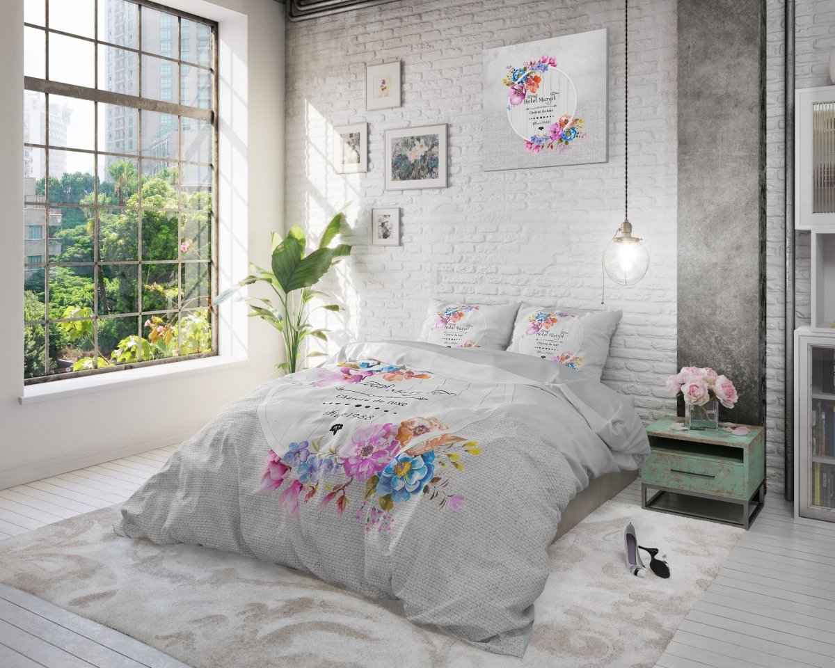 100% Cotton Duvet Cover Set Hotel France | Grey | Twin - 155cm (W) x 200cm (L) - The Bedding & Blankets Store