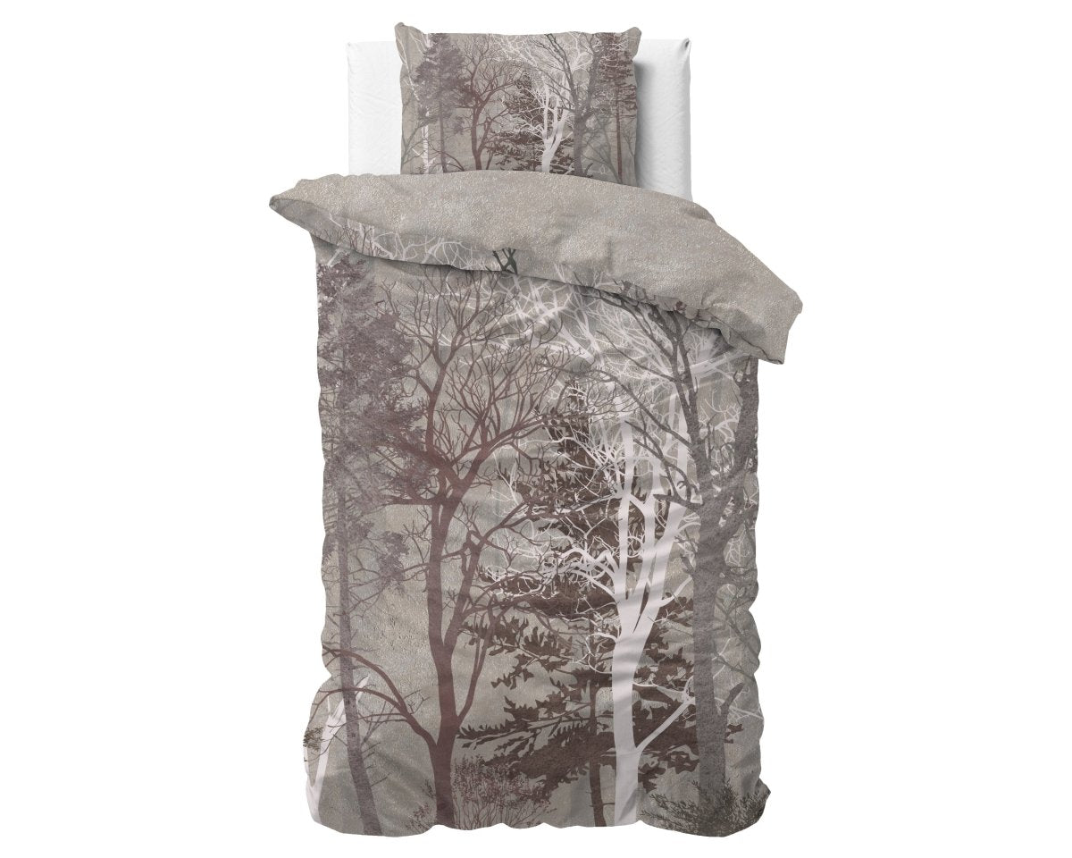 100% Cotton Duvet Cover Set Indre | Taupe | Single - 140cm (W) x 220cm (L) - The Bedding & Blankets Store