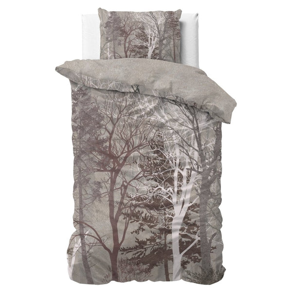 100% Cotton Duvet Cover Set Indre | Taupe | Single - 140cm (W) x 220cm (L) - The Bedding & Blankets Store