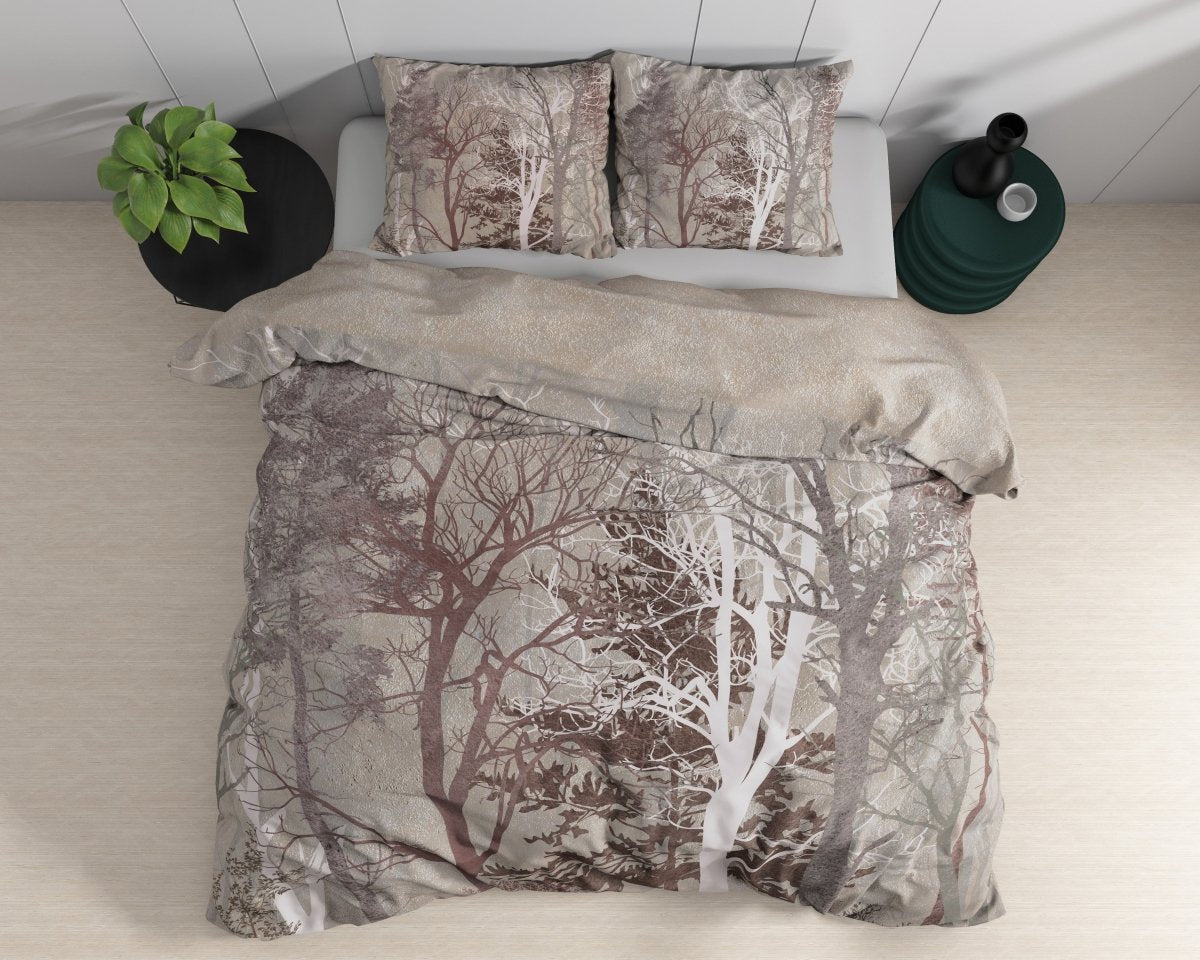 100% Cotton Duvet Cover Set Indre | Taupe | Single - 140cm (W) x 220cm (L) - The Bedding & Blankets Store