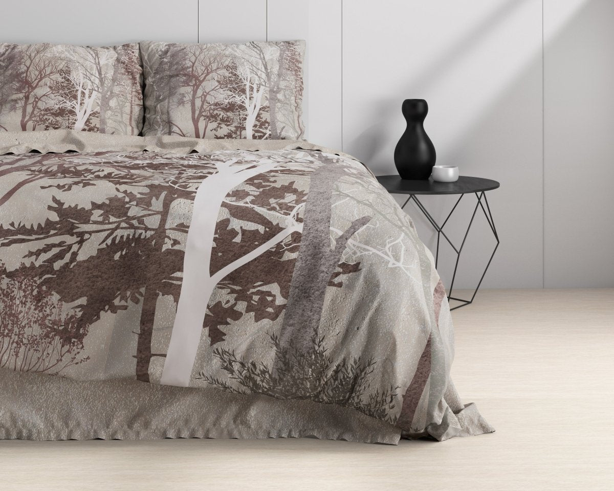 100% Cotton Duvet Cover Set Indre | Taupe | Single - 140cm (W) x 220cm (L) - The Bedding & Blankets Store