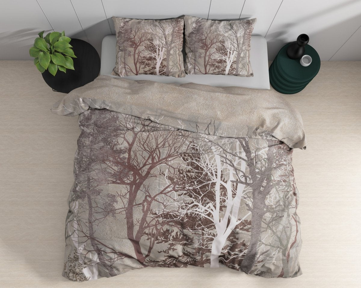 100% Cotton Duvet Cover Set Indre | Taupe | Single - 140cm (W) x 220cm (L) - The Bedding & Blankets Store