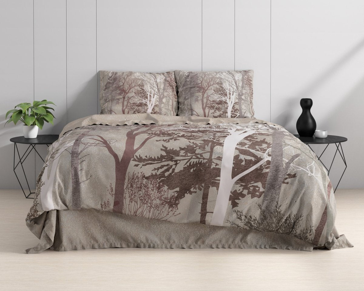 100% Cotton Duvet Cover Set Indre | Taupe | Single - 140cm (W) x 220cm (L) - The Bedding & Blankets Store