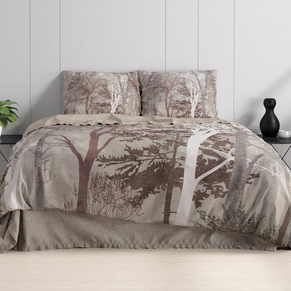 100% Cotton Duvet Cover Set Indre | Taupe | Single - 140cm (W) x 220cm (L) - The Bedding & Blankets Store