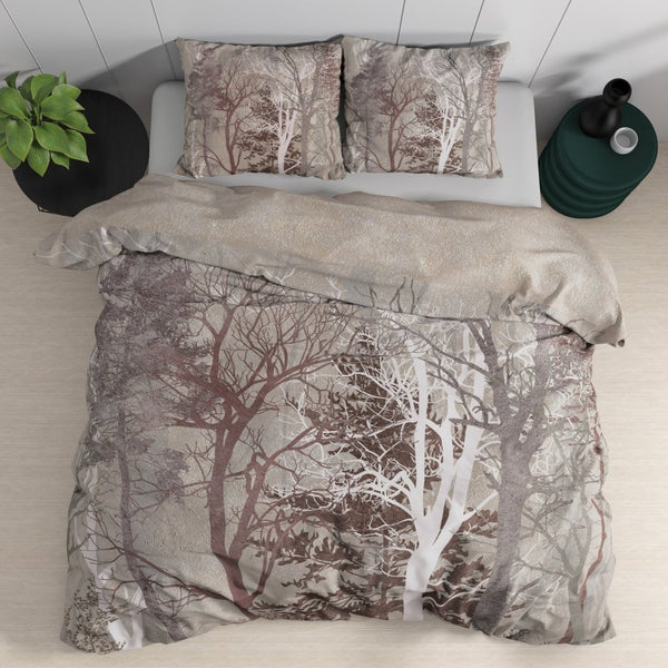 100% Cotton Duvet Cover Set Indre | Taupe | Single - 140cm (W) x 220cm (L) - The Bedding & Blankets Store