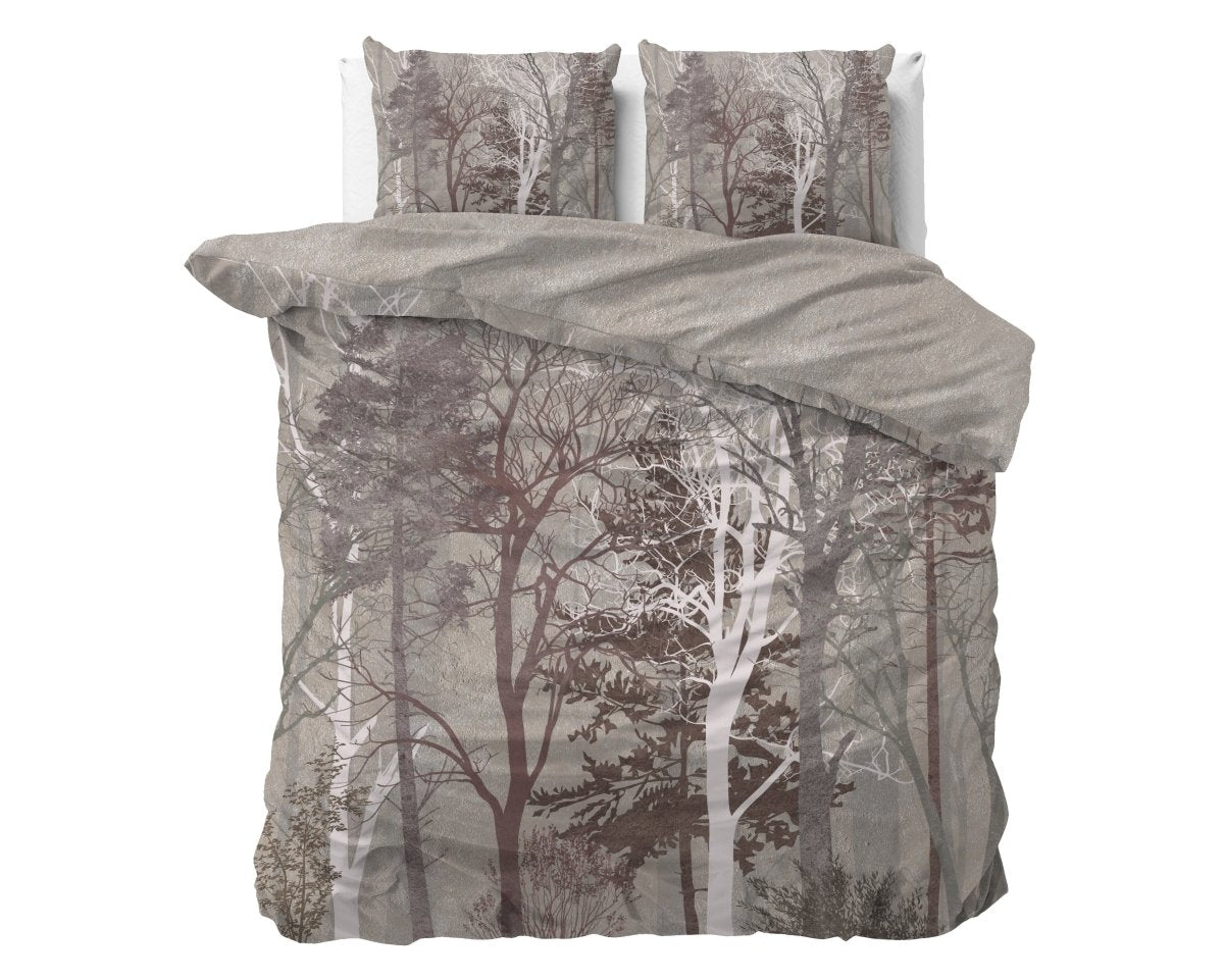 100% Cotton Duvet Cover Set Indre | Taupe | Single - 140cm (W) x 220cm (L) - The Bedding & Blankets Store