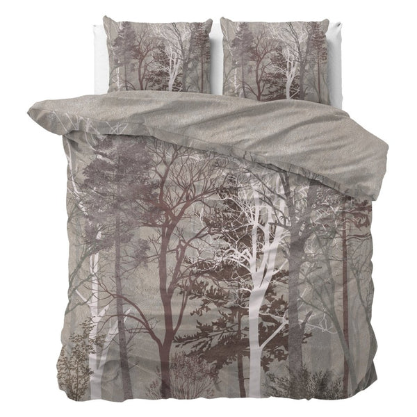 100% Cotton Duvet Cover Set Indre | Taupe | Single - 140cm (W) x 220cm (L) - The Bedding & Blankets Store