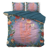 100% Cotton Duvet Cover Set Led Love | Turquoise | King - 240cm (W) x 220cm (L) - The Bedding & Blankets Store