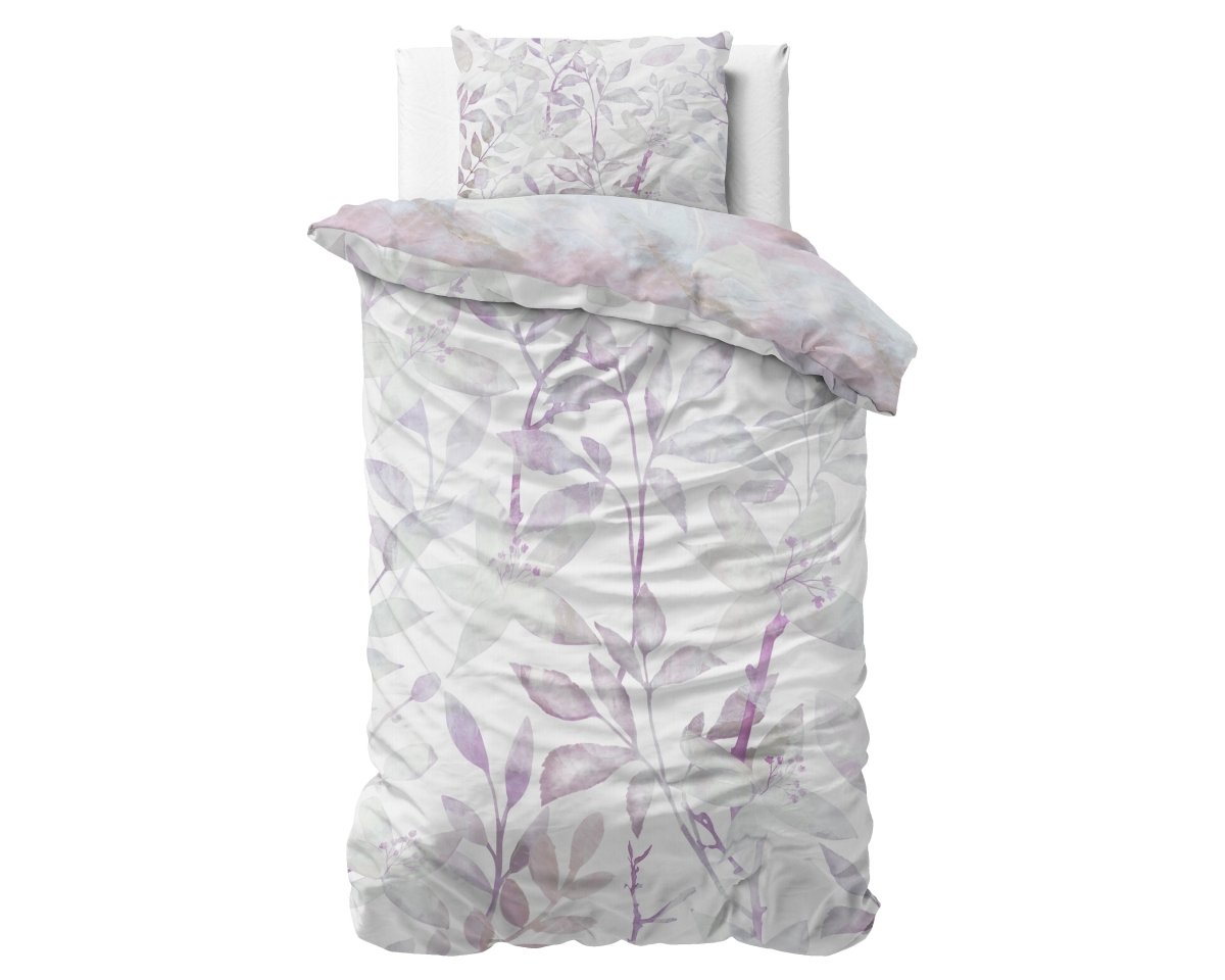 100% Cotton Duvet Cover Set Maily | Purple | Single - 140cm (W) x 220cm (L) - The Bedding & Blankets Store