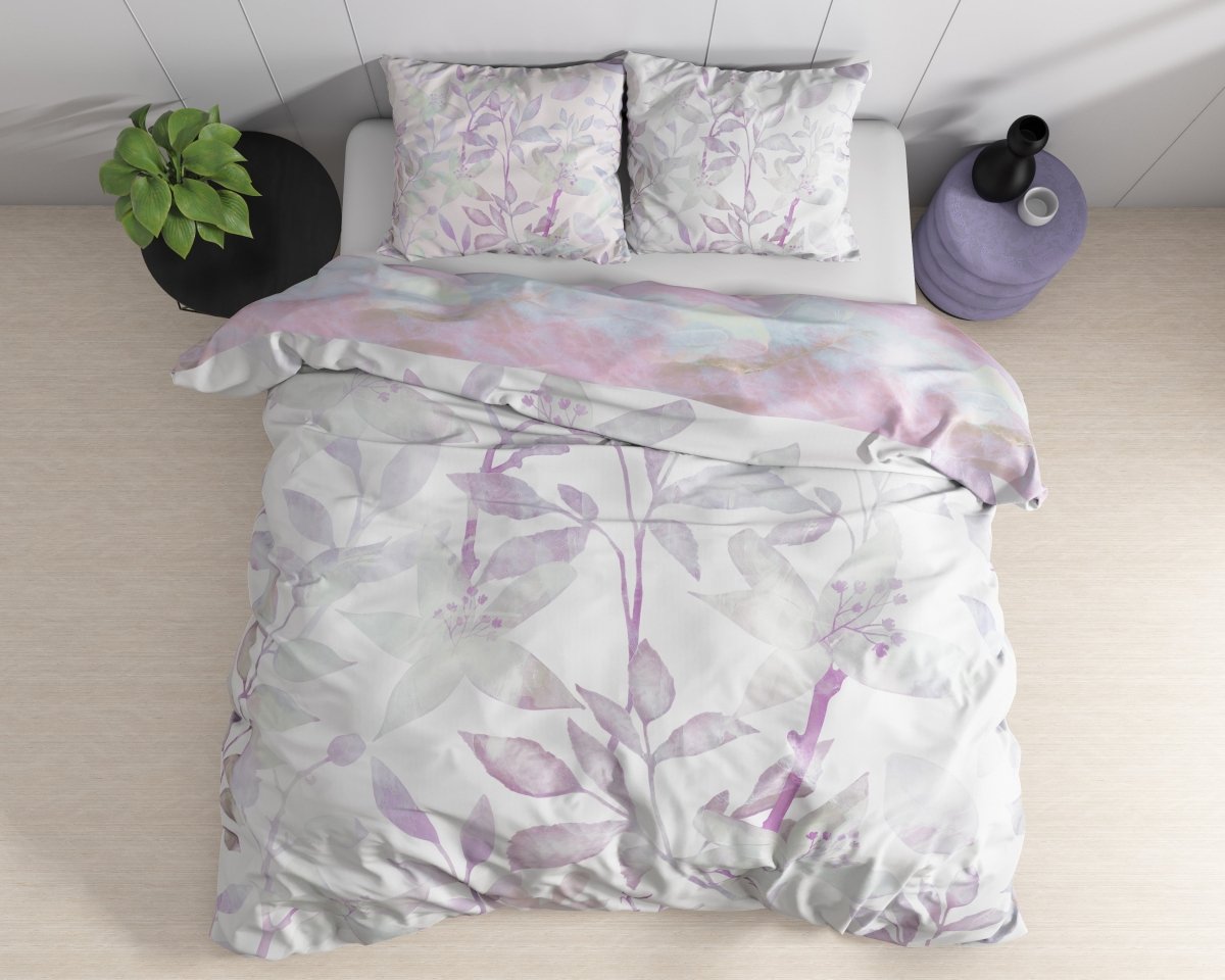100% Cotton Duvet Cover Set Maily | Purple | Single - 140cm (W) x 220cm (L) - The Bedding & Blankets Store