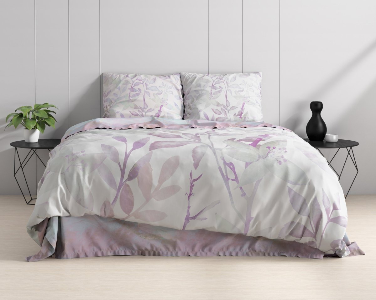 100% Cotton Duvet Cover Set Maily | Purple | Single - 140cm (W) x 220cm (L) - The Bedding & Blankets Store