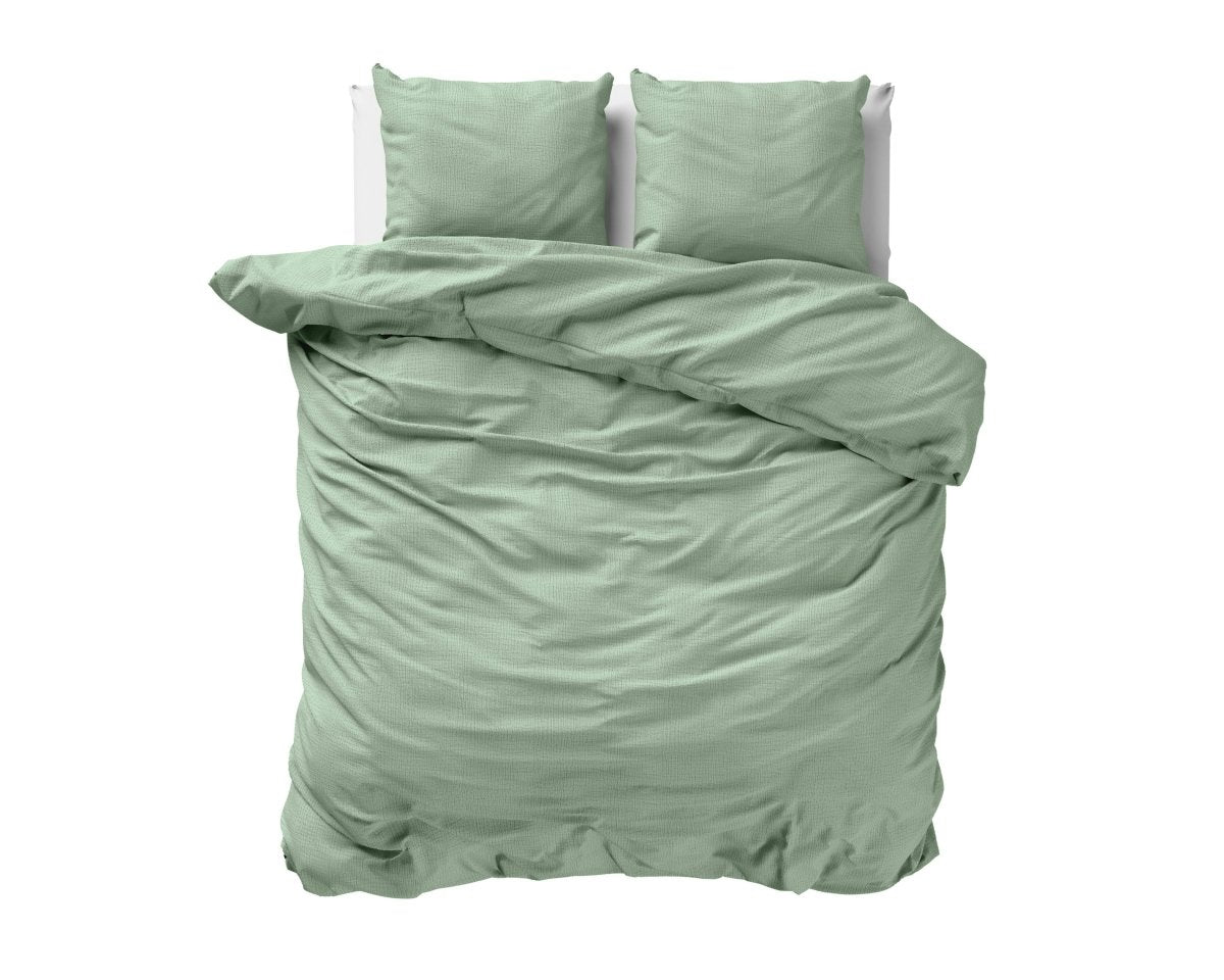 100% Cotton Duvet Cover Set Mousseline | Green | Single - 140cm (W) x 220cm (L) - The Bedding & Blankets Store