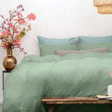 100% Cotton Duvet Cover Set Mousseline | Green | Single - 140cm (W) x 220cm (L) - The Bedding & Blankets Store