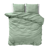 100% Cotton Duvet Cover Set Mousseline | Green | Single - 140cm (W) x 220cm (L) - The Bedding & Blankets Store