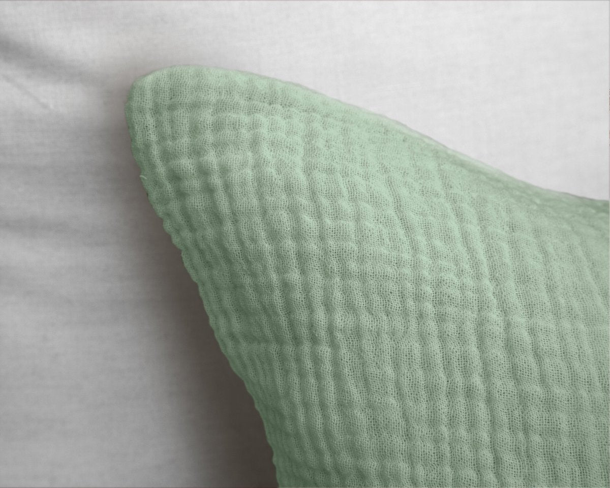 100% Cotton Duvet Cover Set Mousseline | Green | Single - 140cm (W) x 220cm (L) - The Bedding & Blankets Store