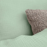 100% Cotton Duvet Cover Set Mousseline | Green | Single - 140cm (W) x 220cm (L) - The Bedding & Blankets Store