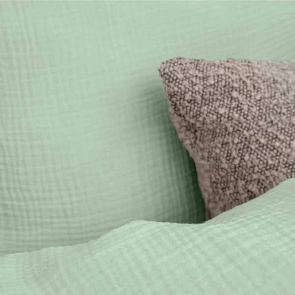 100% Cotton Duvet Cover Set Mousseline | Green | Single - 140cm (W) x 220cm (L) - The Bedding & Blankets Store