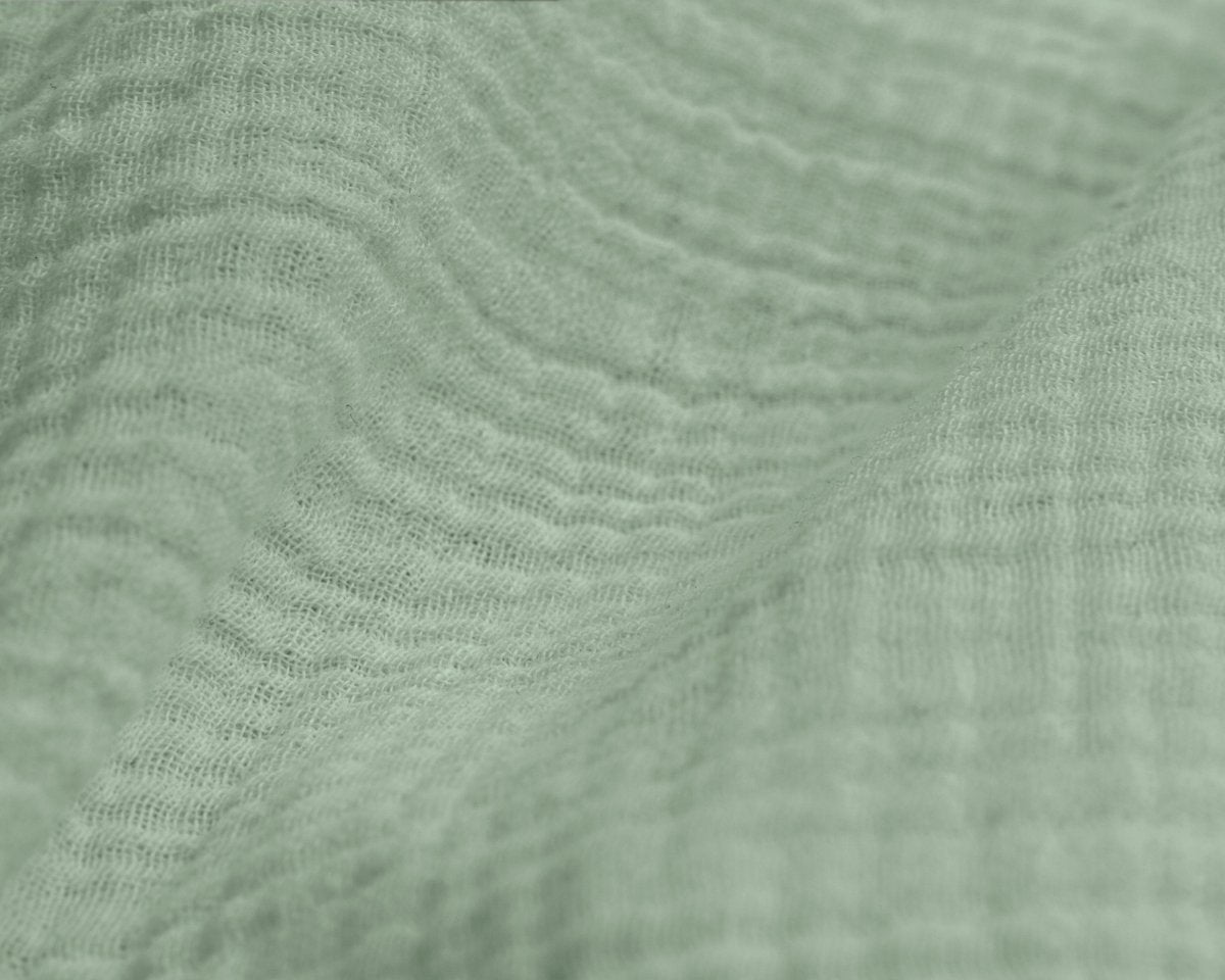 100% Cotton Duvet Cover Set Mousseline | Green | Single - 140cm (W) x 220cm (L) - The Bedding & Blankets Store