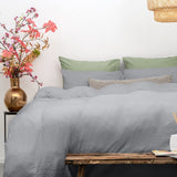 100% Cotton Duvet Cover Set Mousseline | Grey | Single - 140cm (W) x 220cm (L) - The Bedding & Blankets Store