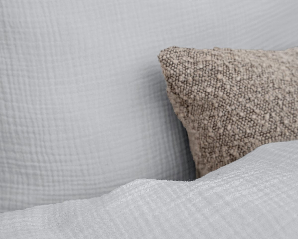 100% Cotton Duvet Cover Set Mousseline | Grey | Single - 140cm (W) x 220cm (L) - The Bedding & Blankets Store