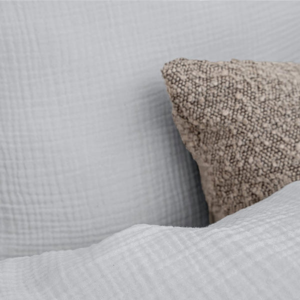 100% Cotton Duvet Cover Set Mousseline | Grey | Single - 140cm (W) x 220cm (L) - The Bedding & Blankets Store
